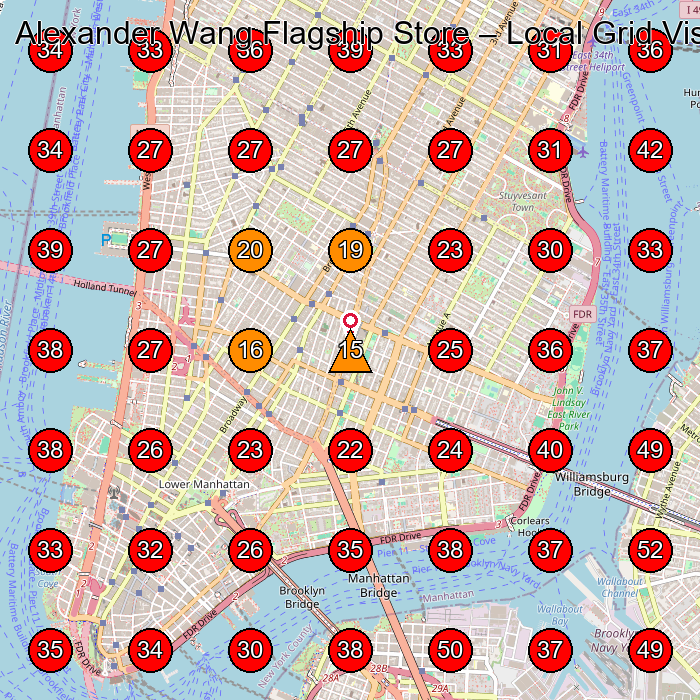 Alexander Wang Flagship Store GeoGrid visibility map for Clothing Store in New York